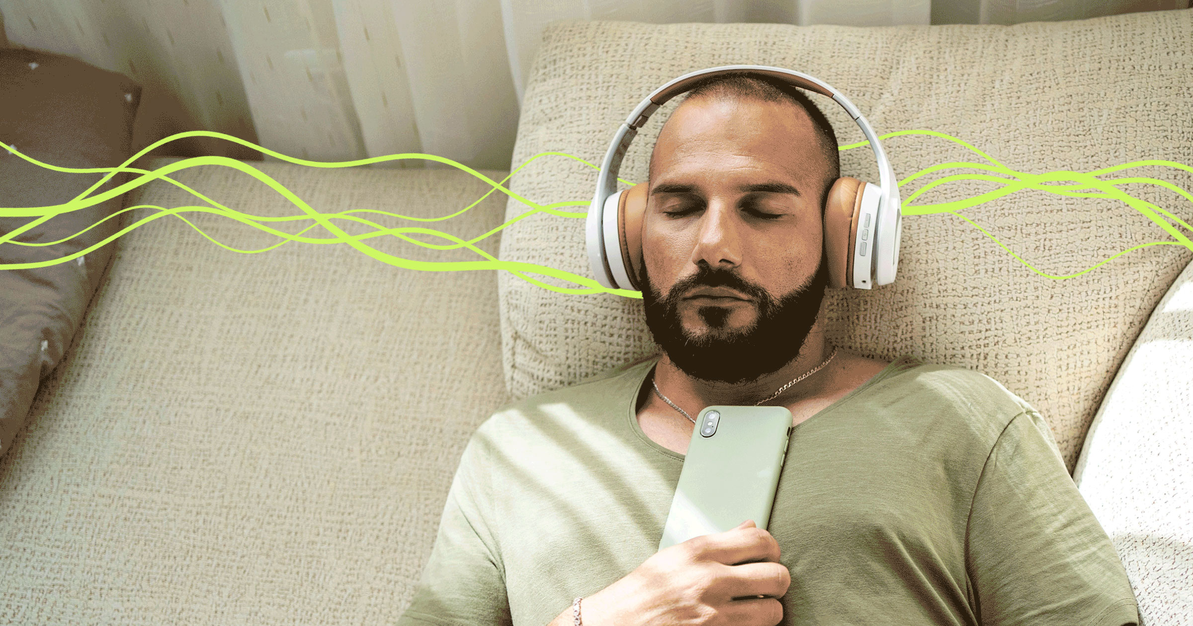 Person listening to health podcast audio
